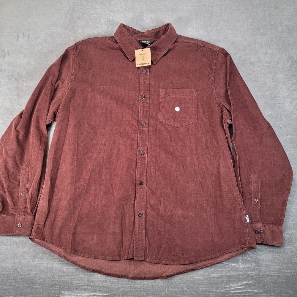 Eddie‎ Bauer Mens Ultrasoft Corduroy Shirt 2XL Concord Brown New